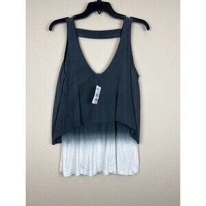 NWT Red Haute Womens Small Tank Blouse Popover Ombre Shirt Gray White Sleeveless